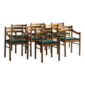 Ensemble de 8 chaises à repas dans le style de Vico Magistretti, Italie, 1970