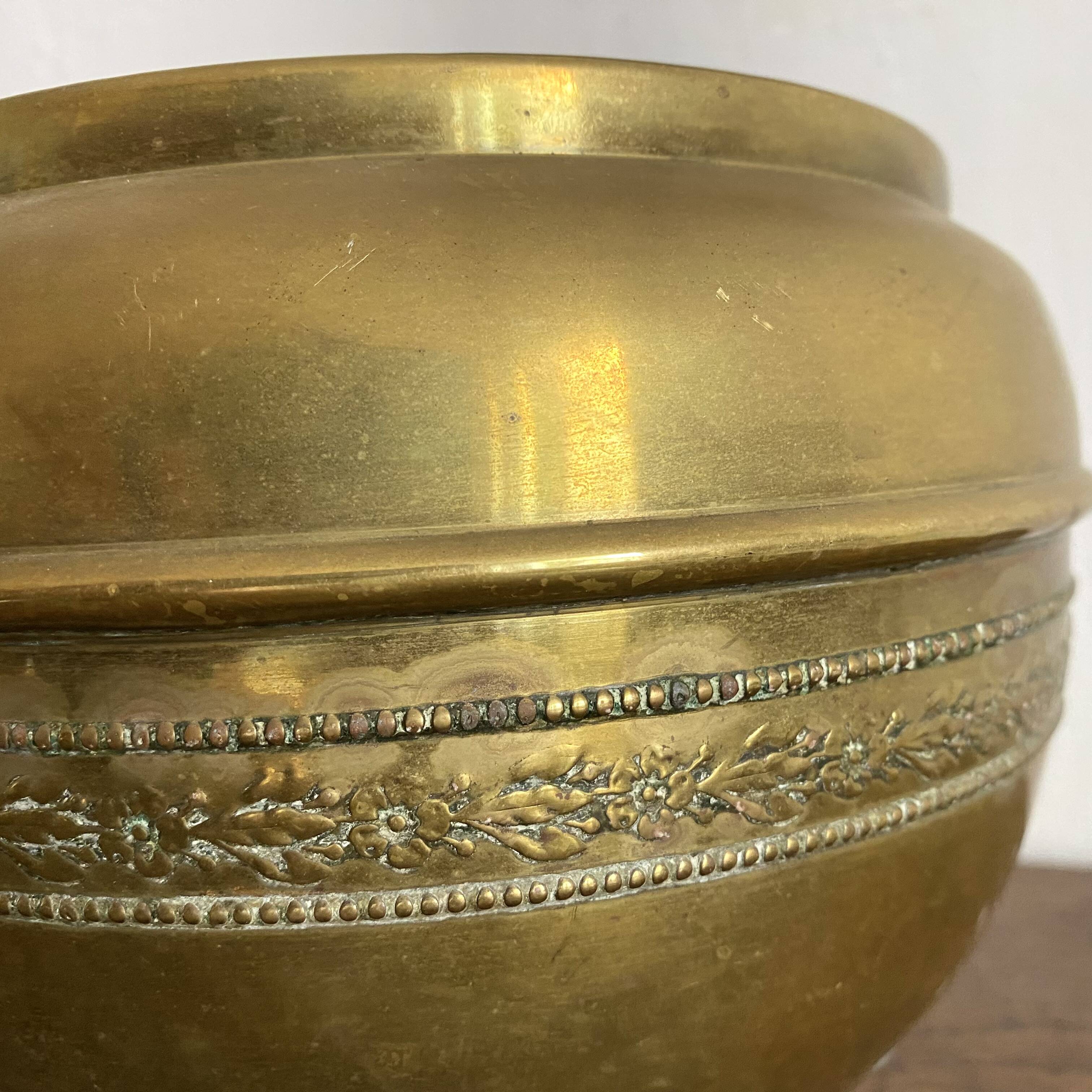 Villedieu gilded brass flowerpot