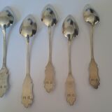 6 small numbered silver teaspoons, Minerva hallmark.
