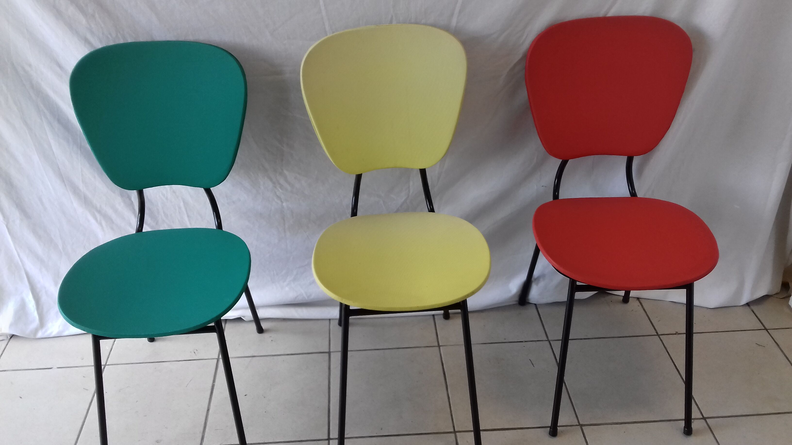 Colorful vinyl vintage chairs
