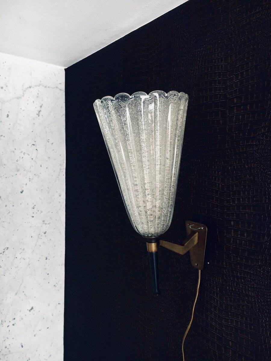 Italian Art Glass Wall Lamp by Barovier & Toso, 1950s