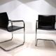 2 leather and chrome metal armchairs Matteo Grassi, 1970