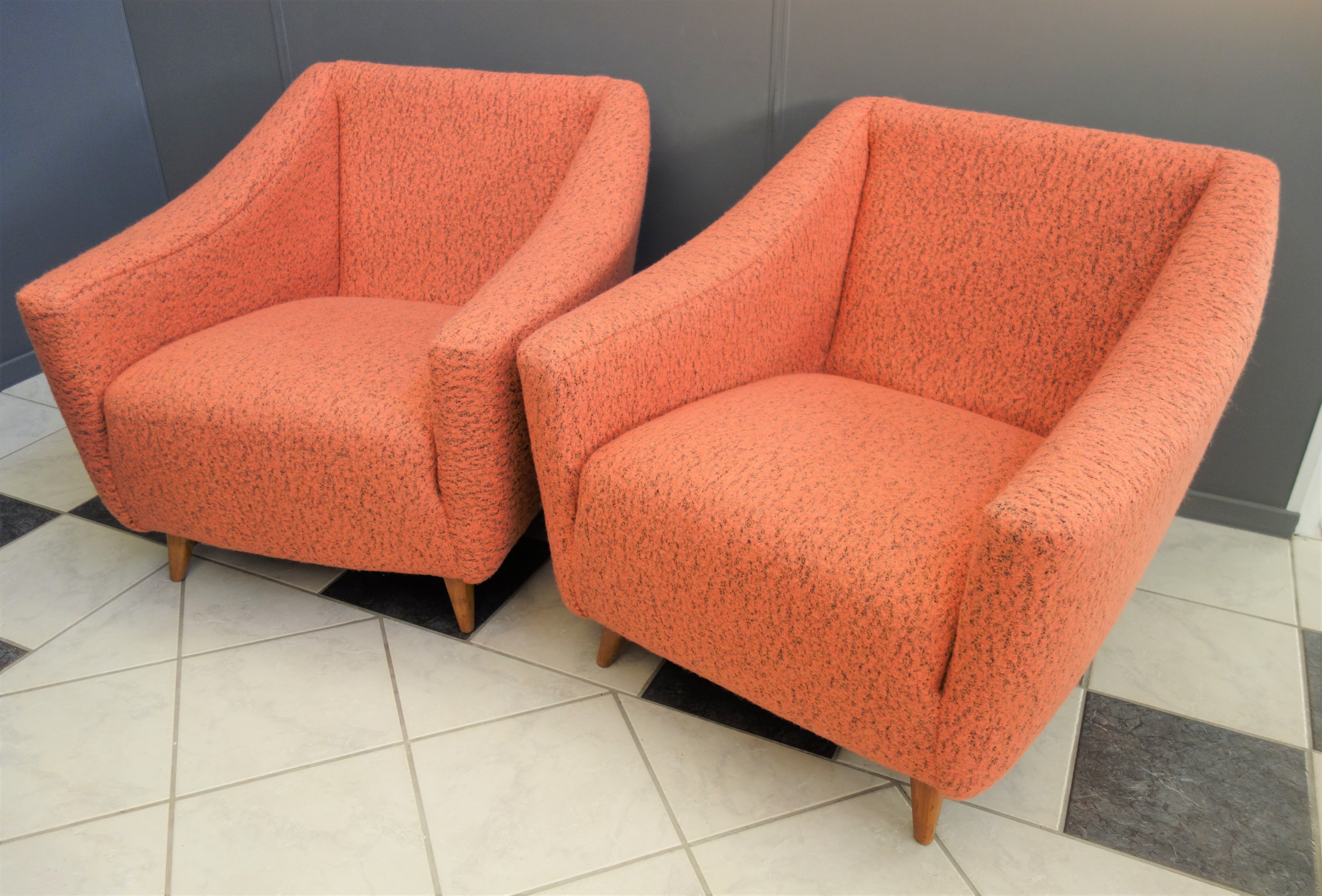 Set of pink and grey club chairs 1960s