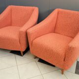 Set of pink and grey club chairs 1960s