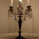 Candélabre d’onyx noir bronze et cristaux France années 1940.