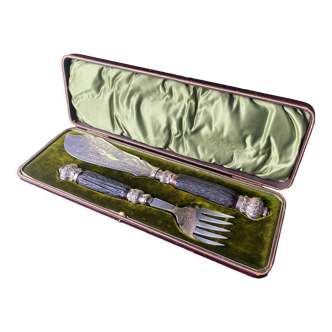 Service cutlery box / Andouiller cervids case English goldsmith