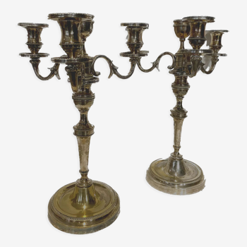 Pair of Louis XVI style table candlesticks in silver bronze