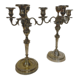 Pair of Louis XVI style table candlesticks in silver bronze