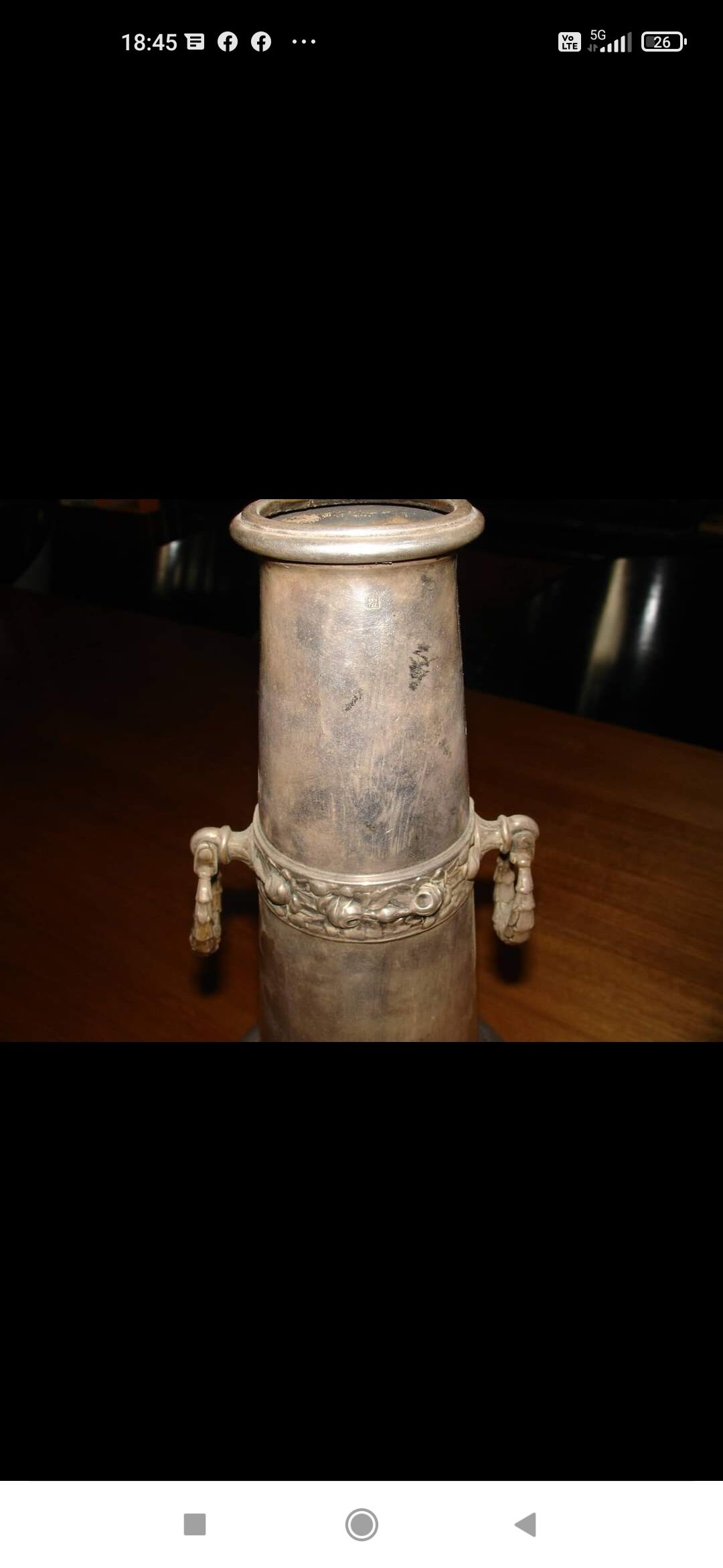 Silver-plated metal vase with floral motifs, made in 1912 by Tramboule & Choquet (silversmith's hallmark)