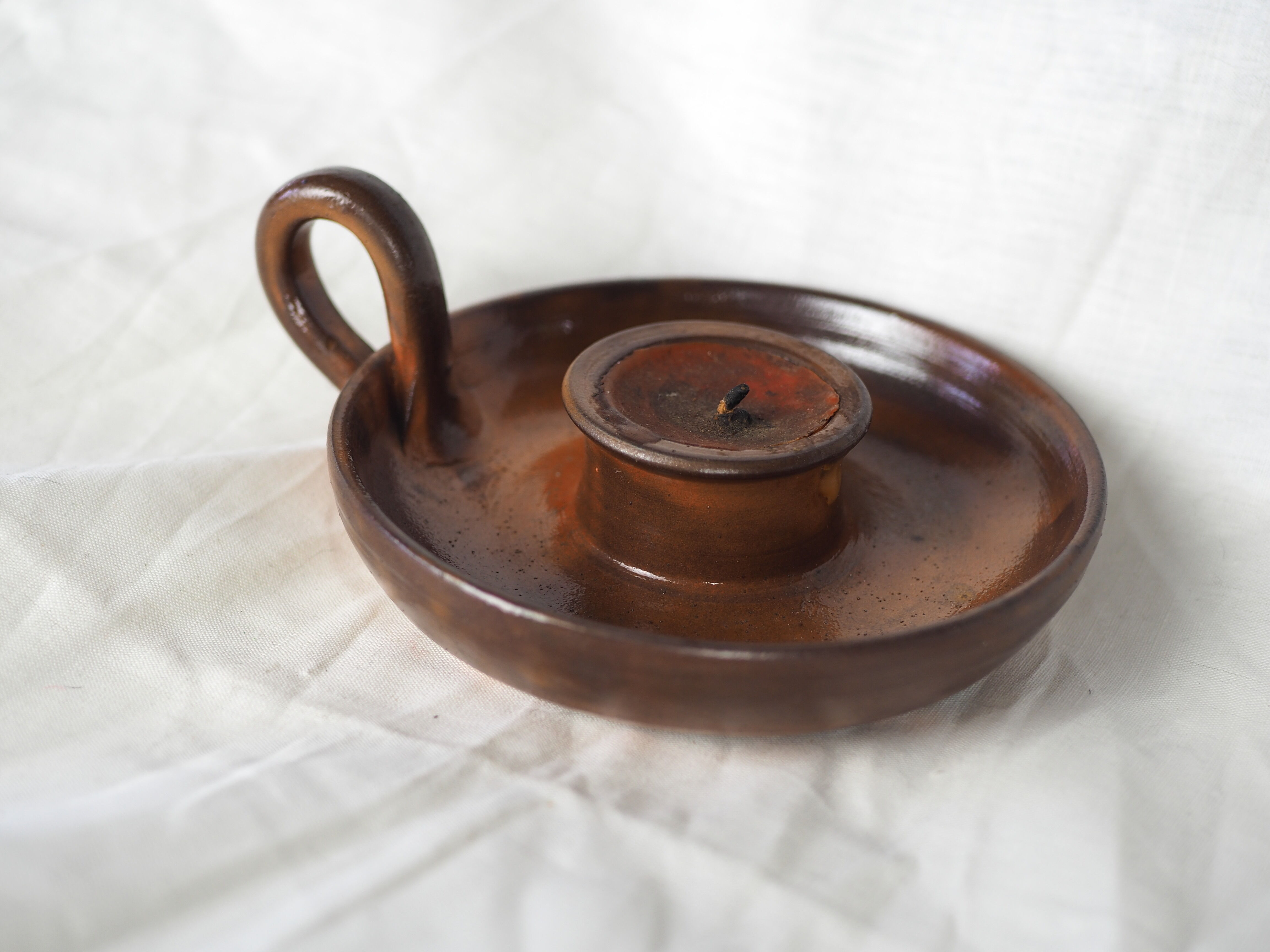 Hand candle holder in smoked sandstone - 70s