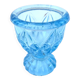 Ancien coquetier piédouche godronné  verre bleu transparent