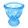 Ancien coquetier piédouche godronné  verre bleu transparent