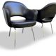 Pair of "Conference" armchairs by Eero Saarinen for Knoll International, black and chrome