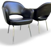 Pair of "Conference" armchairs by Eero Saarinen for Knoll International, black and chrome