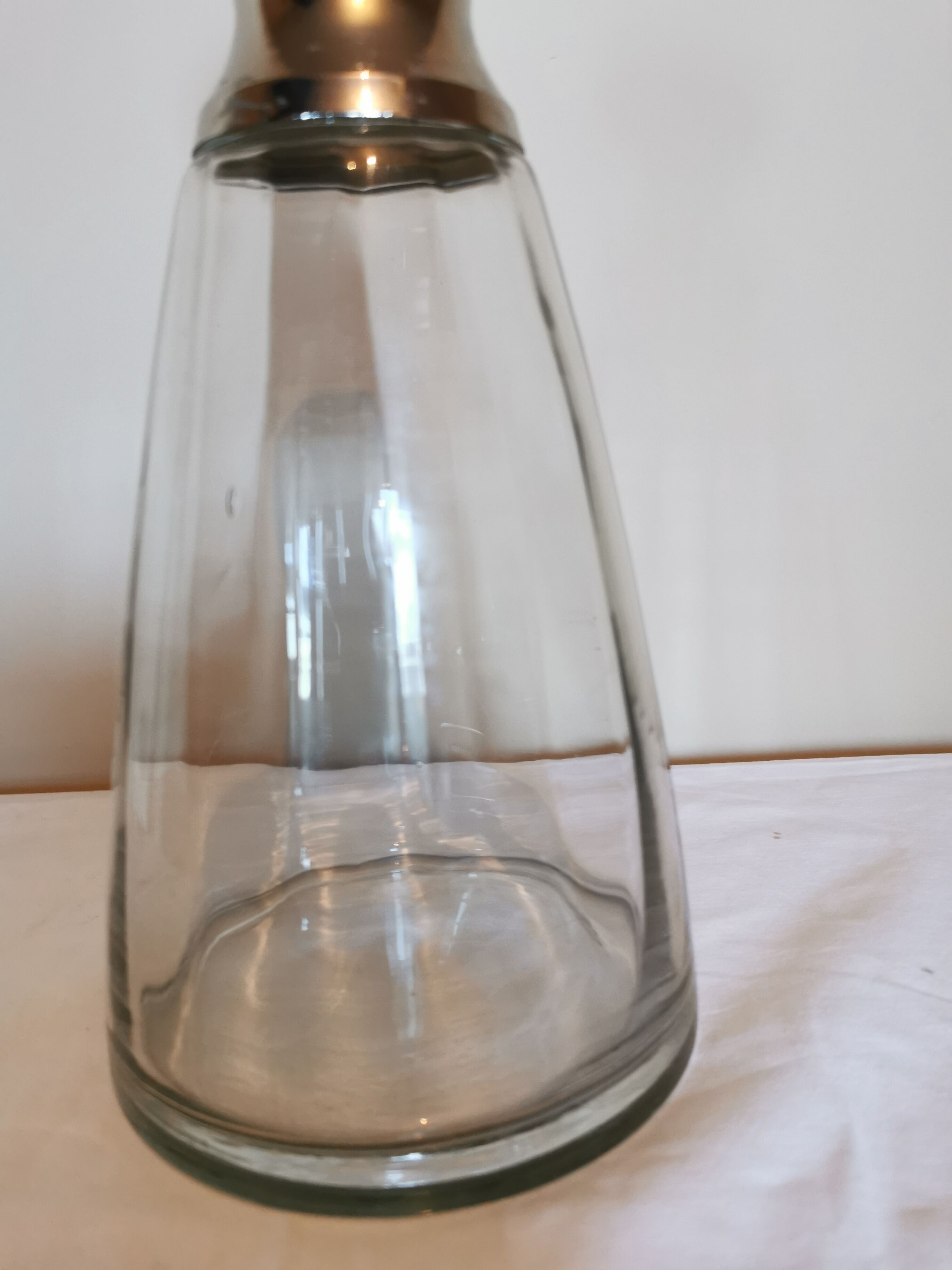 Carafe in glass and chrome metal 80s