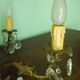 Rococo chandelier with crystal pendants, 4 lights, brass and metal 1950/1960