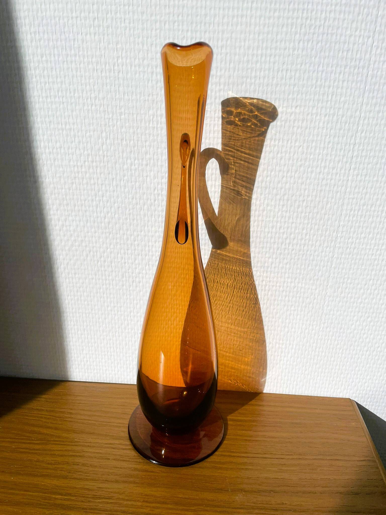 Amber ewer / carafe from Portieux crystal factory