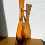 Amber ewer / carafe from Portieux crystal factory