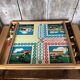 Old Board Game of Checkers, Goose, Hopscotch & Little Horses in Vintage Wooden