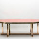 Table laquée rouge laiton 1970