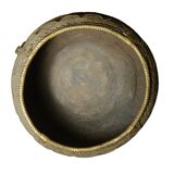 Ancient bronze ethnic pot, handcrafted in India.