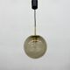 Suspension boule en laiton et verre fumé de Limburg Glashütte, années 1970