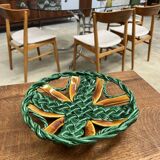 50s green braided barbotine fruit bowl
