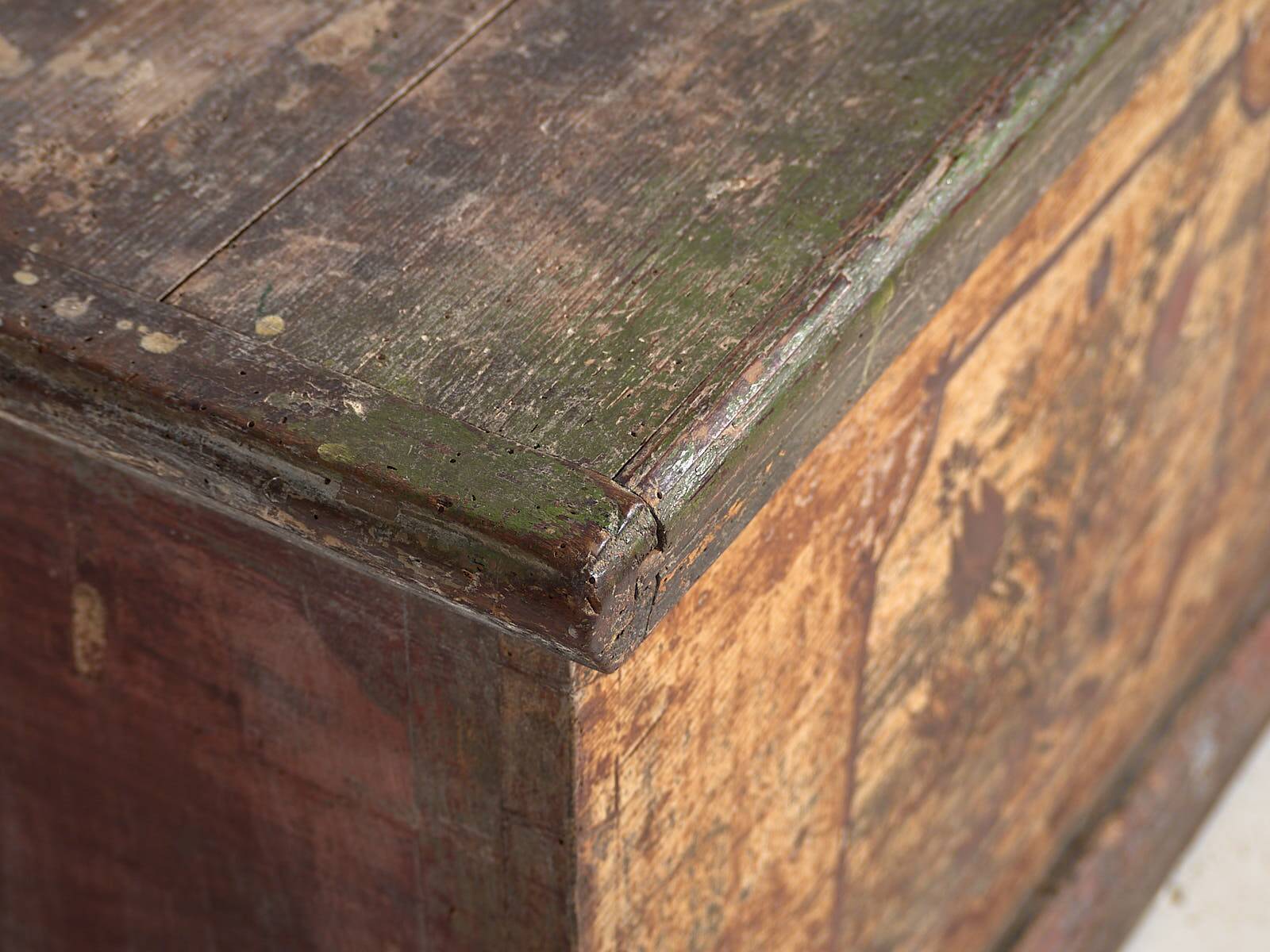 Antique solid gilded wooden chest dated 1846 #86