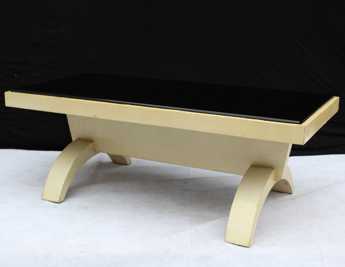 Black opaline and parchment coffee table