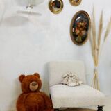 Fauteuil chauffeuse tissu bouclettes