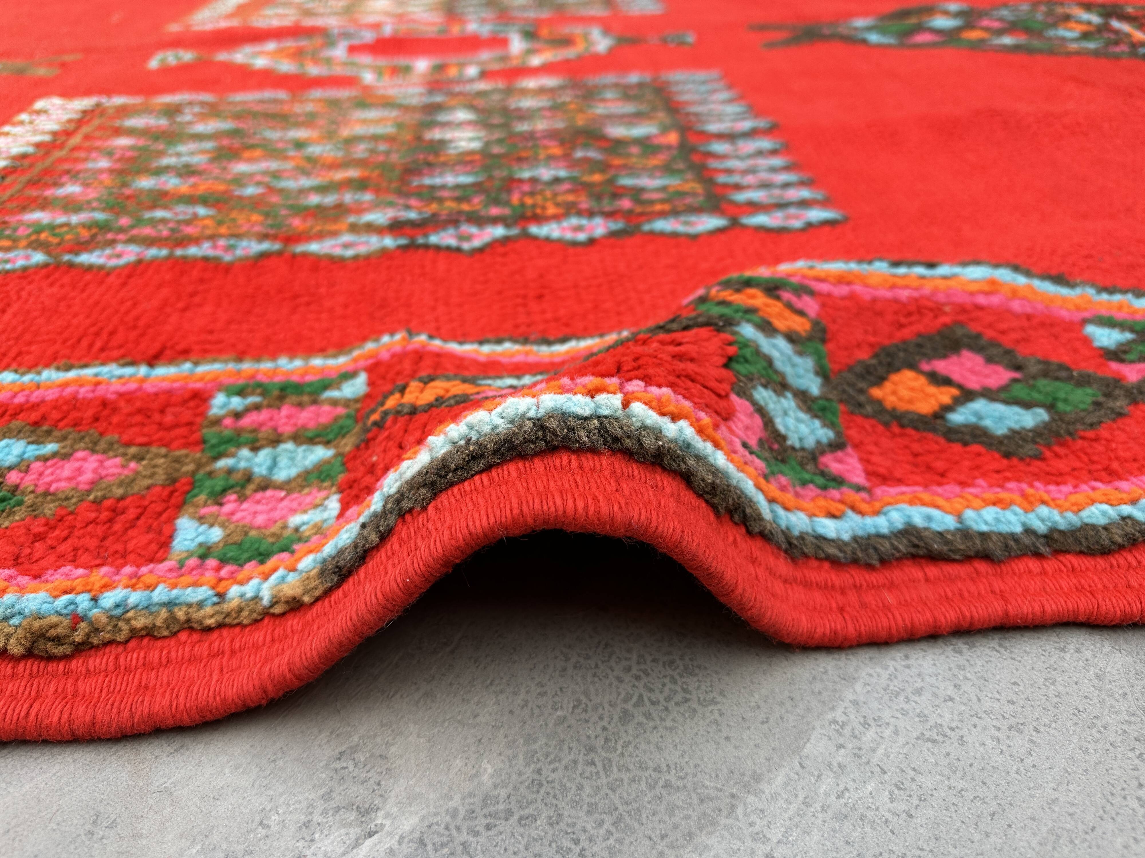 Tapis Marocain Boujad rouge - 443 x 203 cm