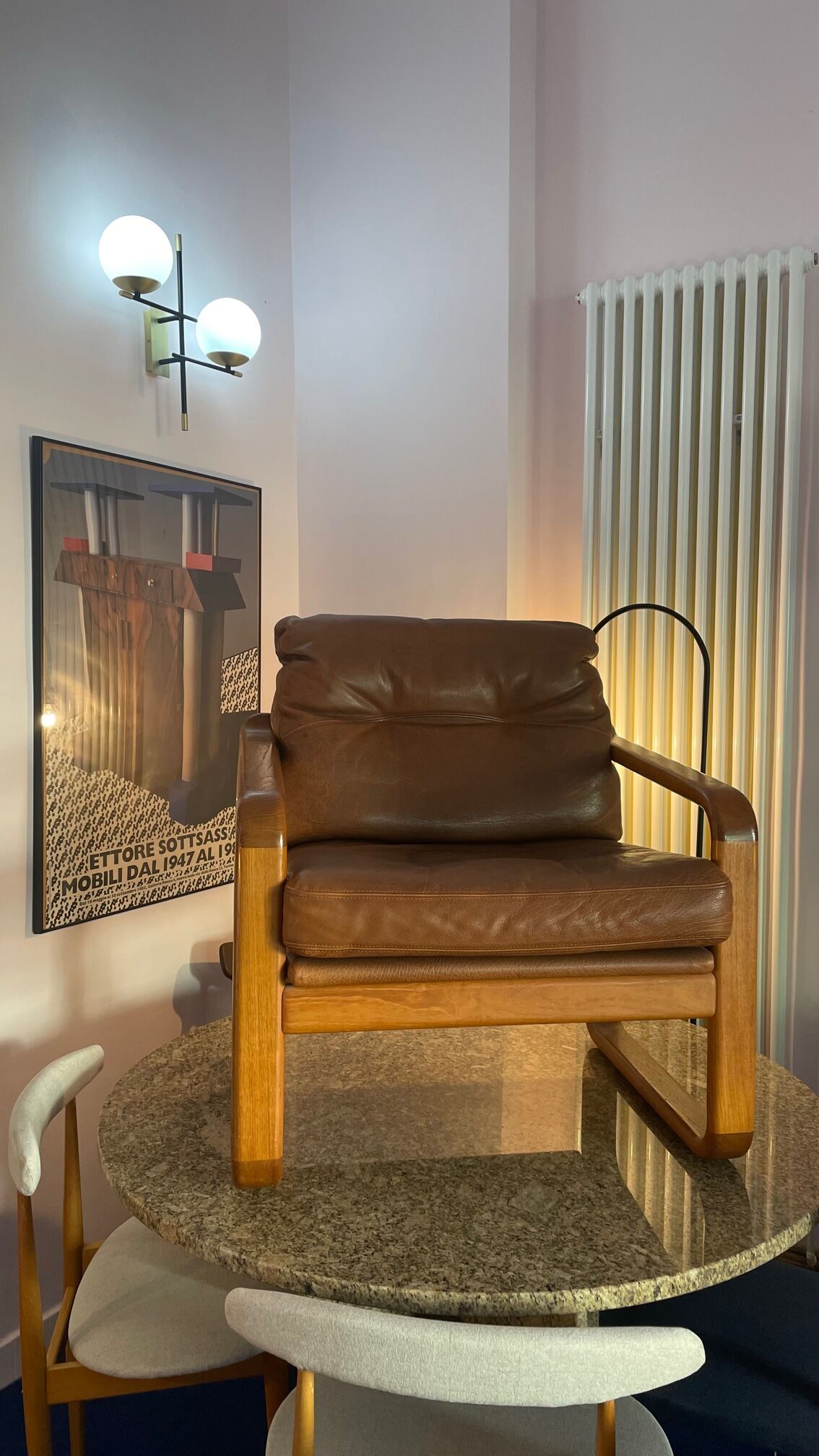 Armchair HS Denmark in leather and teak from the 60s