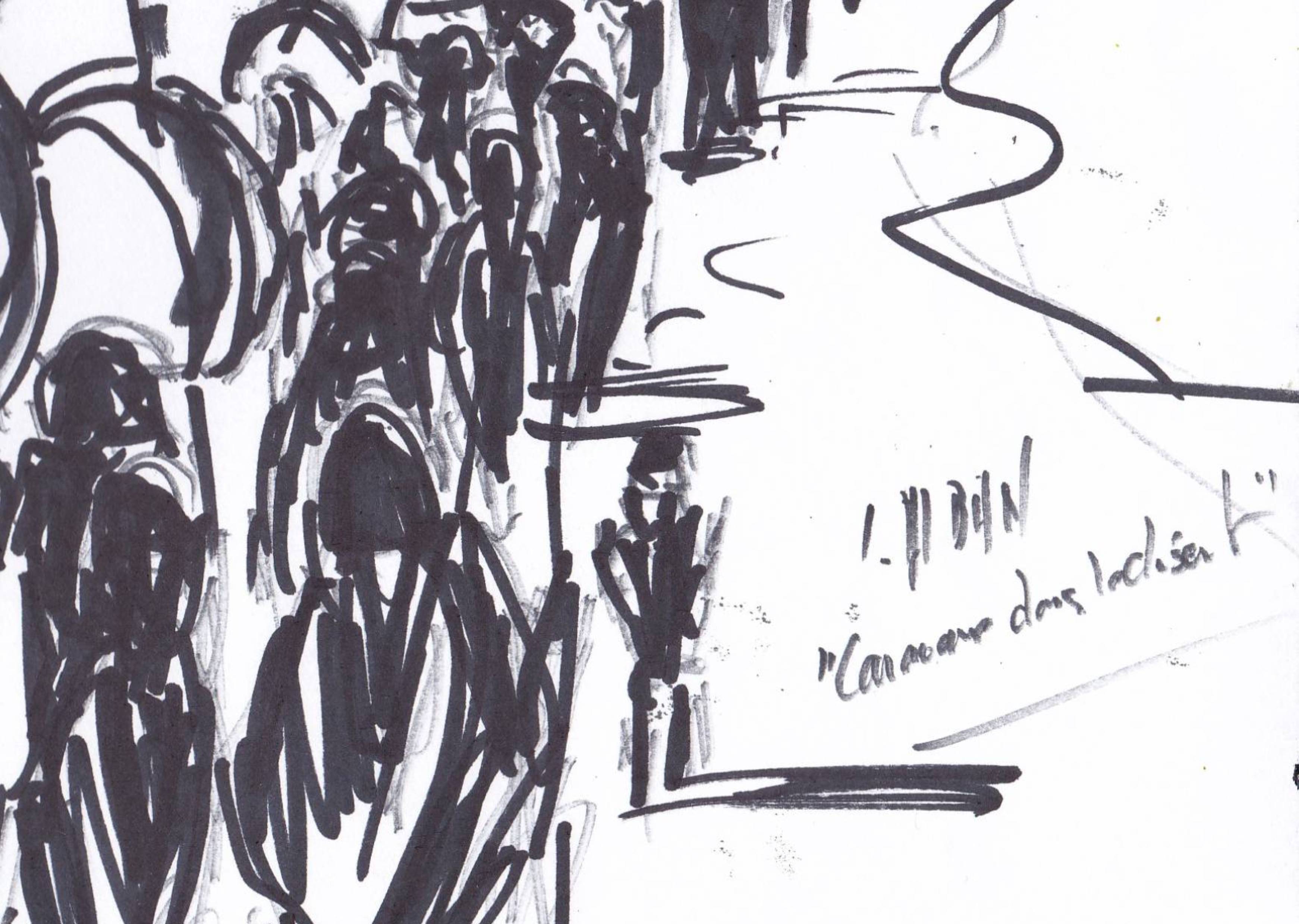 Painting or drawing in ink on paper 21 x 29.5 cm by Louis Alban Orientalist painter from Algiers.