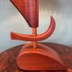 Vintage mid-century modern Danish sculptural teak table lamp