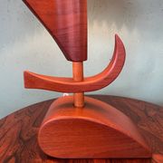 Vintage mid-century modern Danish sculptural teak table lamp