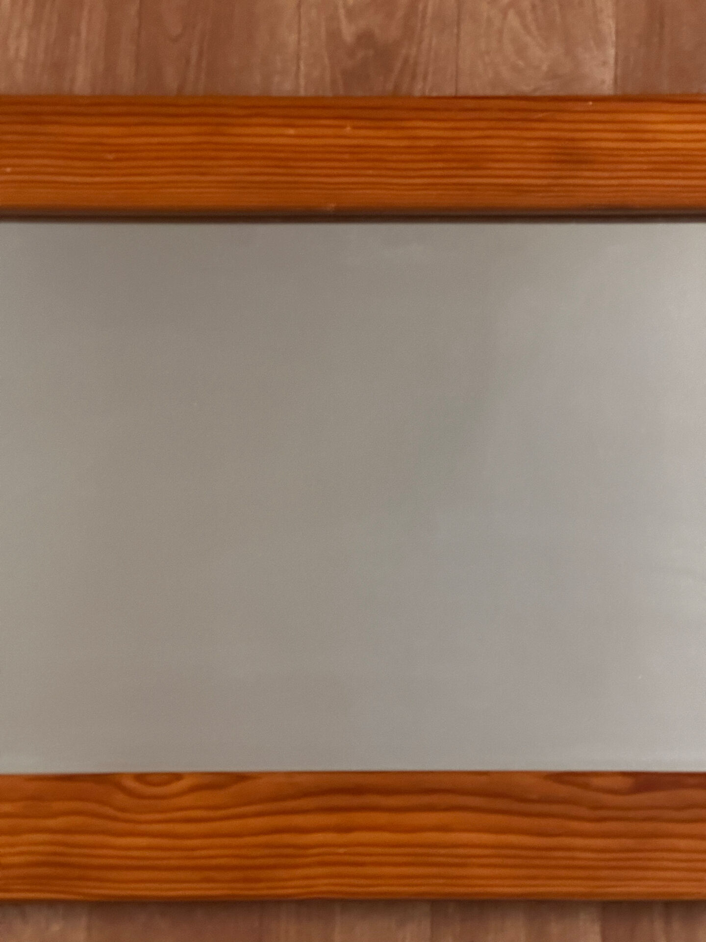 Large octagonal wall mirror in pine, 1970s – 103 × 40 cm