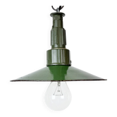 Industrial Green Enamel Military Pendant Lamp with Cast Aluminium Top, 1960