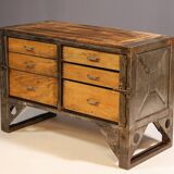 Industrial iron chest of drawers from the 1950s, Czechoslovakia
