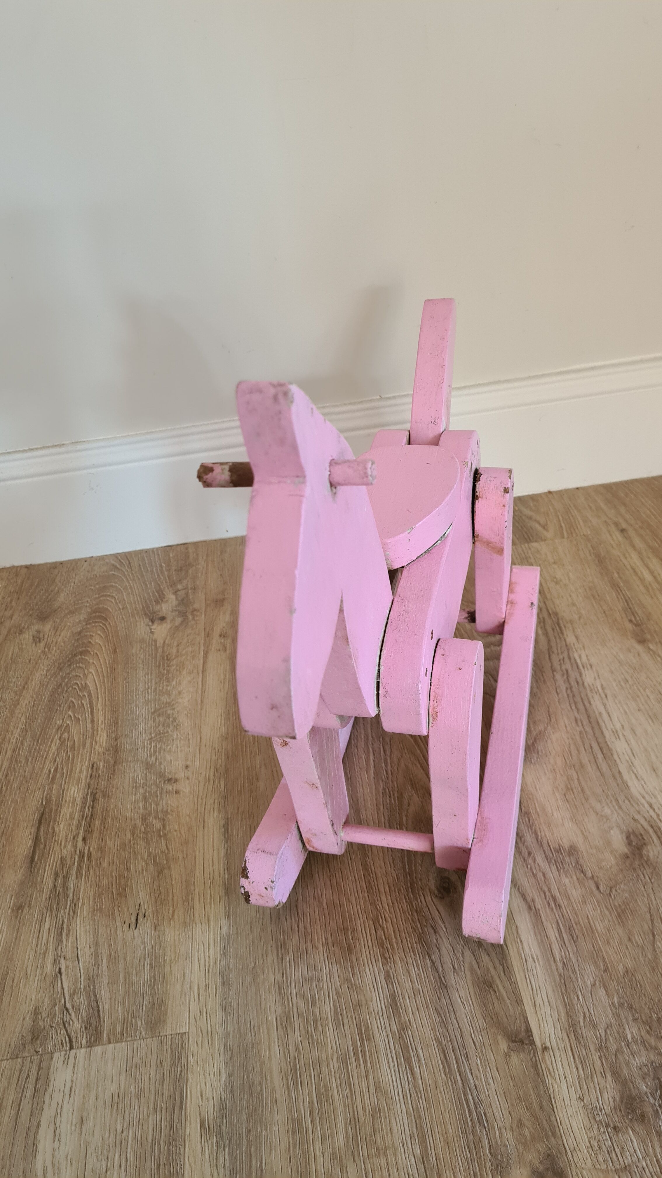 Old mini wooden rocking horse old rose original
