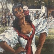 " La Gitane " huile sur toile encadrée. XX siècle