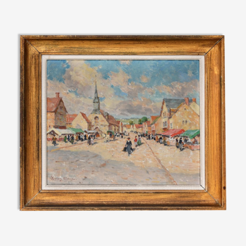 Henry Charles Séné (1889-1961) Oil on canvas "Scène de Marché"