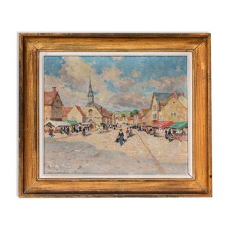 Henry Charles Séné (1889-1961) Oil on canvas "Scène de Marché"