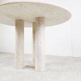 Round italian travertine dining table 1970s