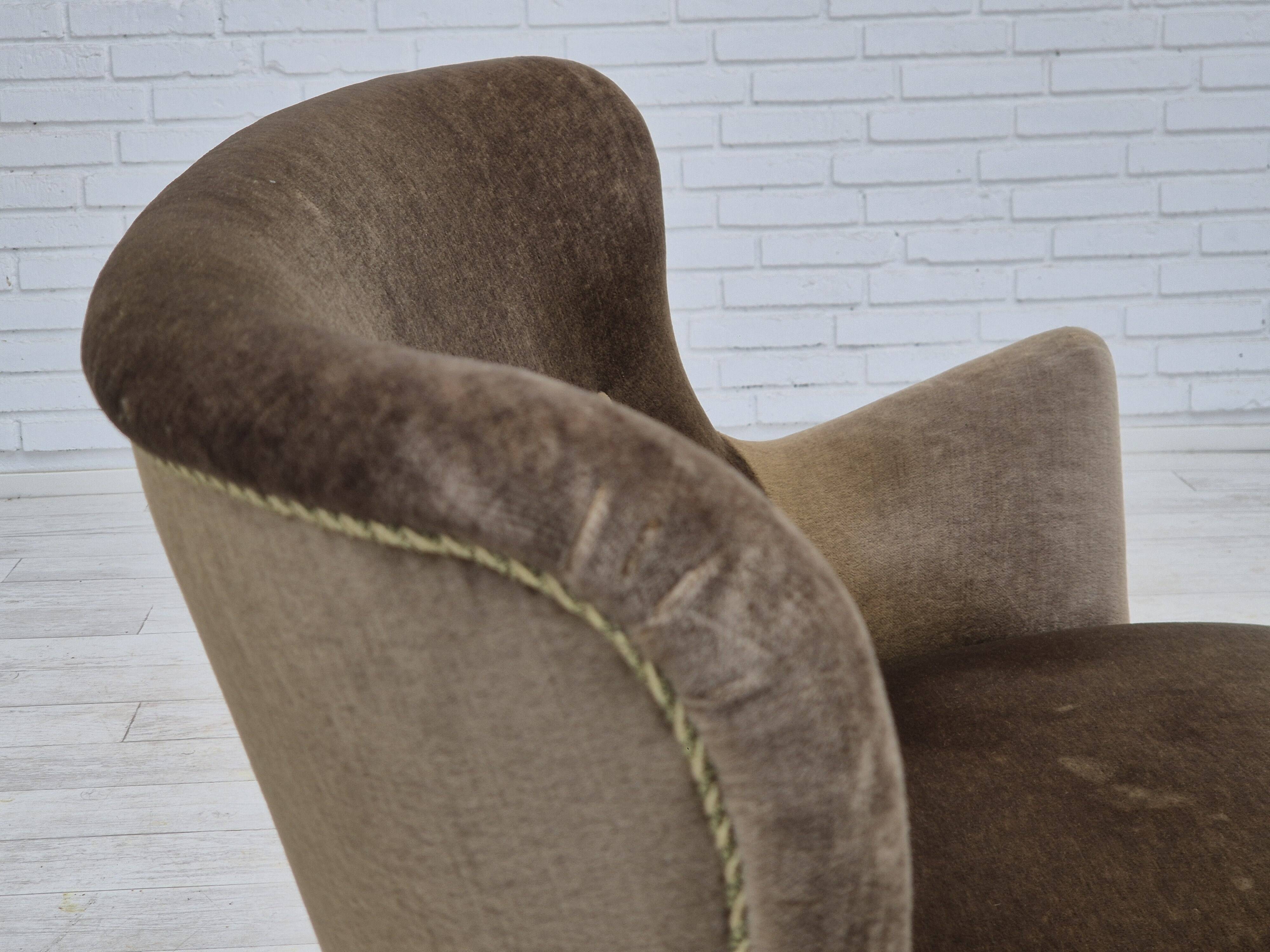 1960s, Danish 2-seater sofa, green furniture velour, original condition.