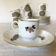 Floral coffee cups in Limoges porcelain