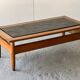 Vintage 1960s oak coffee table with slate top