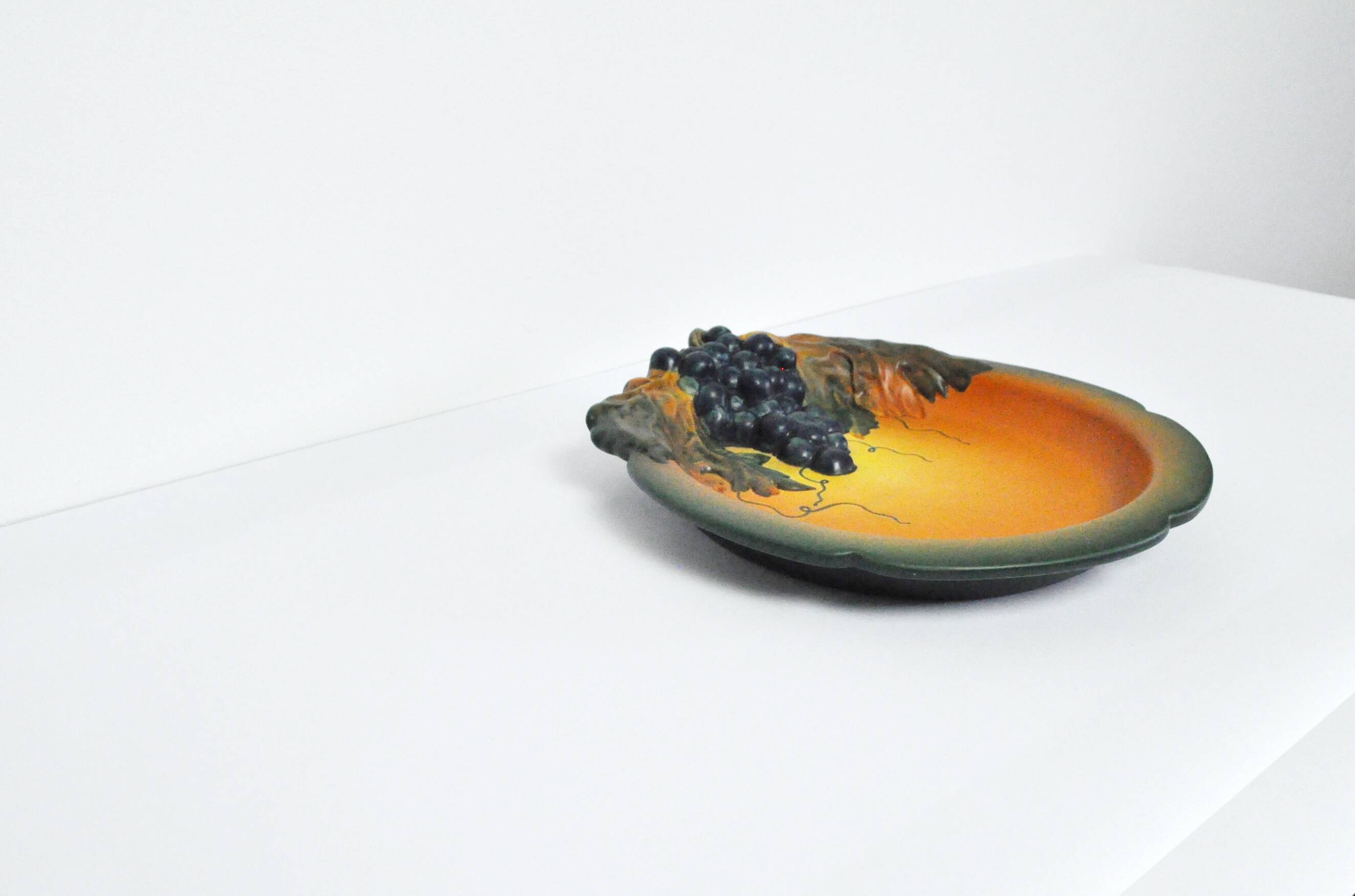 Danish Hand-crafted Art Nouveau Grape Decorated Platter by P. Ipsens Enke