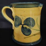 Vintage earthenware pitcher with a glossy finish, signature to be identified, 20th-century ceramics.