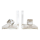 Pair of solid plexiglass bookends, faceted cubes, 1980s