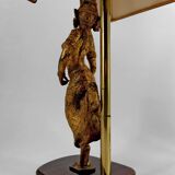 Paire de Lampes Sculpturales en Bronze Doré, Danseuses Thaïs, XXe